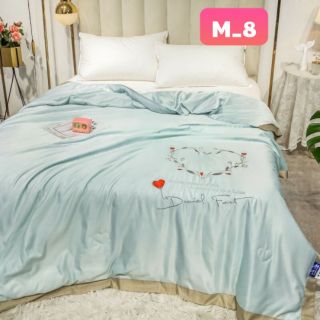 CHĂN LỤA TENCEL 1 MÀU THÊU CAO CẤP