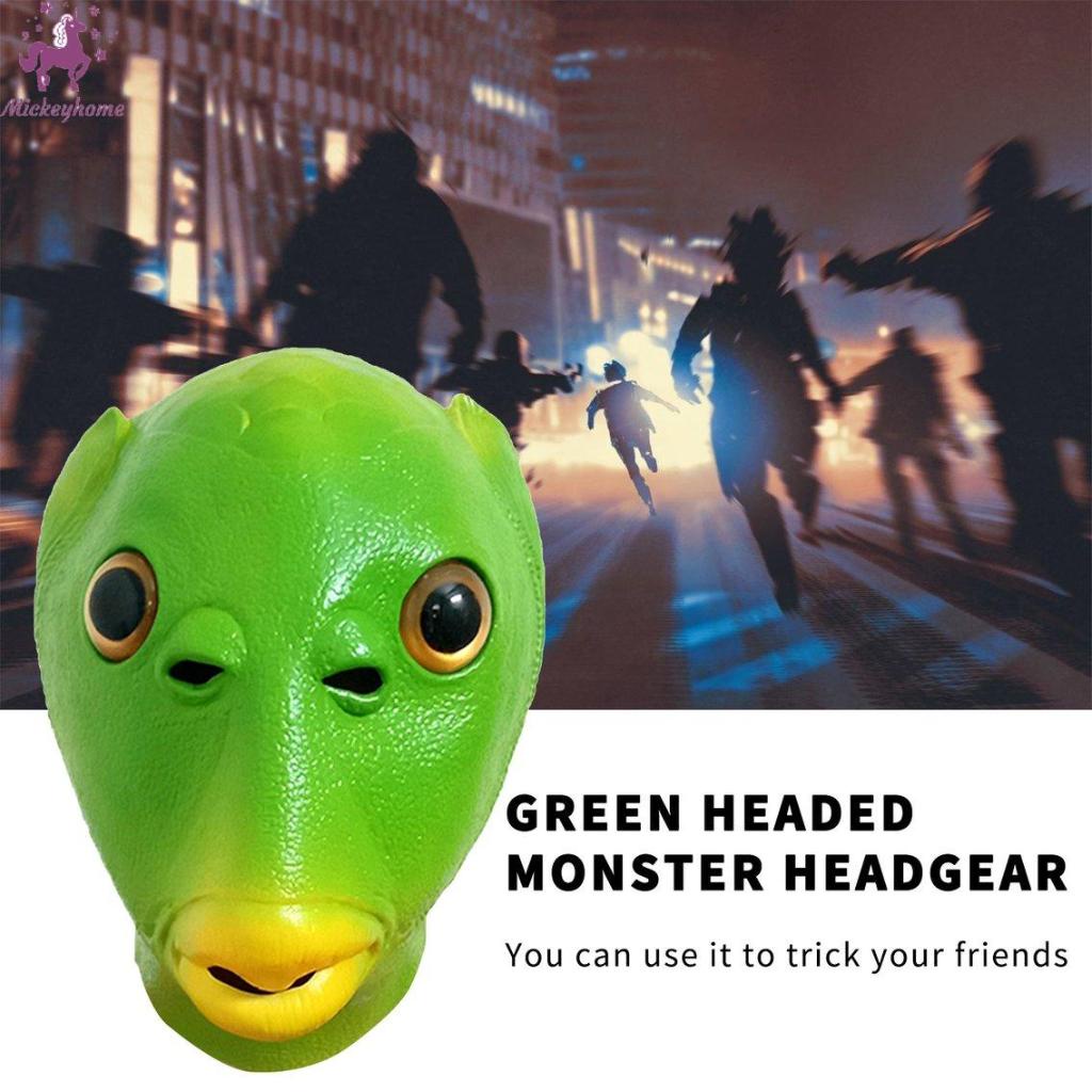 🐸Trang phục cosplay hài hước Unisex Phụ nữ trưởng thành Nam giới tiệc tùng mặt nạ đầu cá màu xanh lá cây