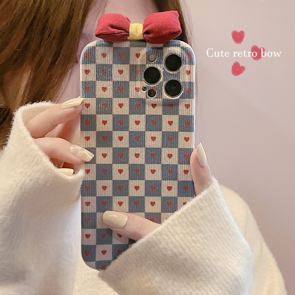 Ốp Điện Thoại Vải Nỉ Đính Nơ Bảo Vệ Toàn Diện Cho Iphone 13 Mini 12 Pro Max X Xs Xr 8 7 Plus Se 2020