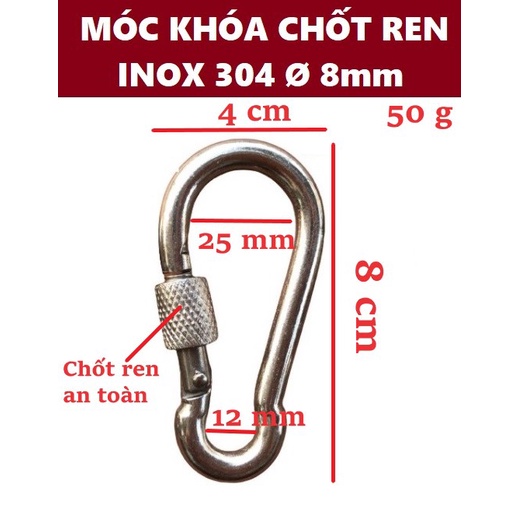 Móc xích Chốt Ren An Toàn INOX [ Ø 8mm ]
