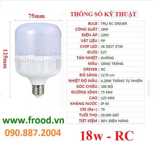 Bóng đèn led e27 12w, 13w, 15w hoặc 18w dạng tròn, trụ sáng trắng