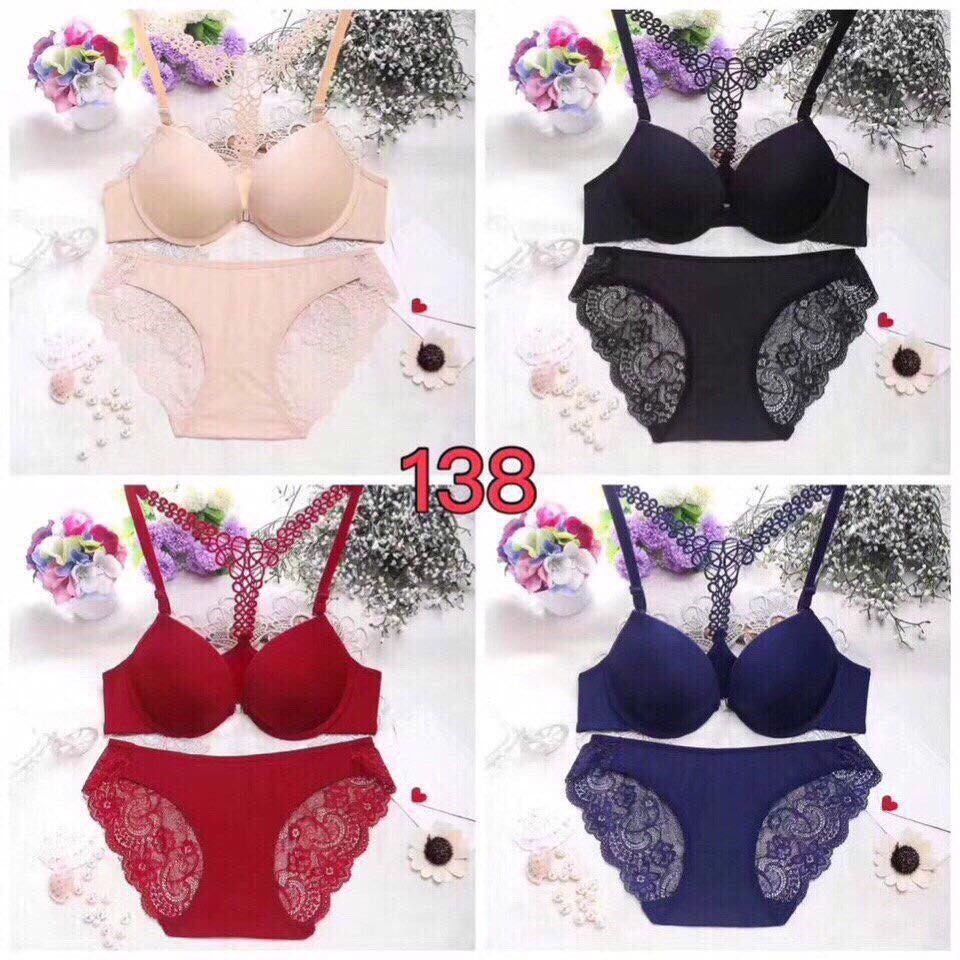 [Thanh lý] Bộ quần áo lót nữ cánh bướm tôn dáng màu xanh than sz 36/80