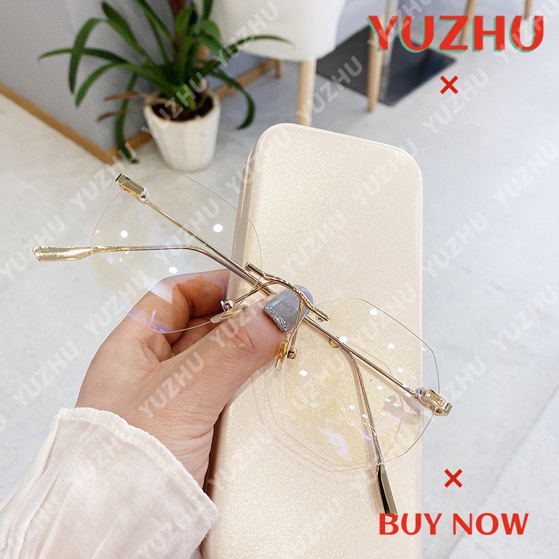Mắt Kính Gọng Kim Loại Chống Ánh Sáng Xanh Không Viền Độc Đáo Thời Trang Hàn Quốc