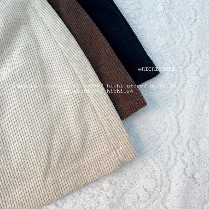 chân váy cạp lệch nhung và áo len trễ vai ảnh thật video hichi | BigBuy360 - bigbuy360.vn