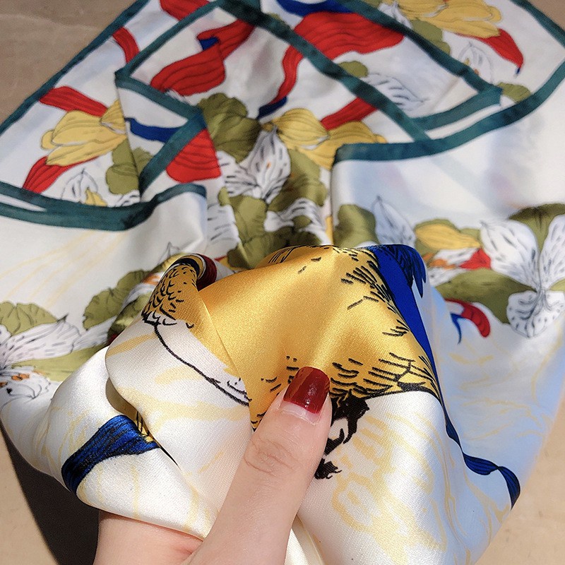 Khăn Choàng Lụa Satin Hình Vuông 90cm(35.4inch) Thoáng Khí WJ1006-05