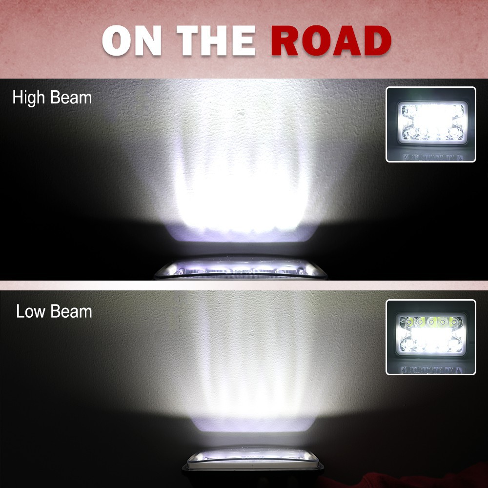 UNI-SHINE Đèn pha LED 4X6 Halo DRL kín cho xe tải bán tải FLD120 XL cổ điển 240W Đèn pha LED 4x6 "Hi / Lo Beam