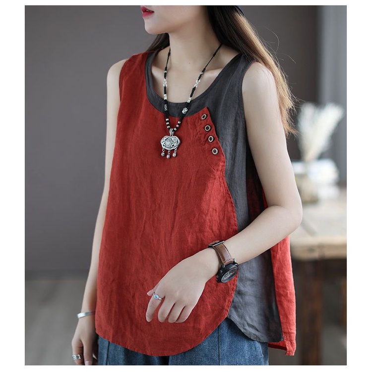 Áo Sát Nách 100% cotton Lanh Mỏng Dáng Rộng Thời Trang Mùa Hè Hàng Mới Dành Cho Bạn Nữ