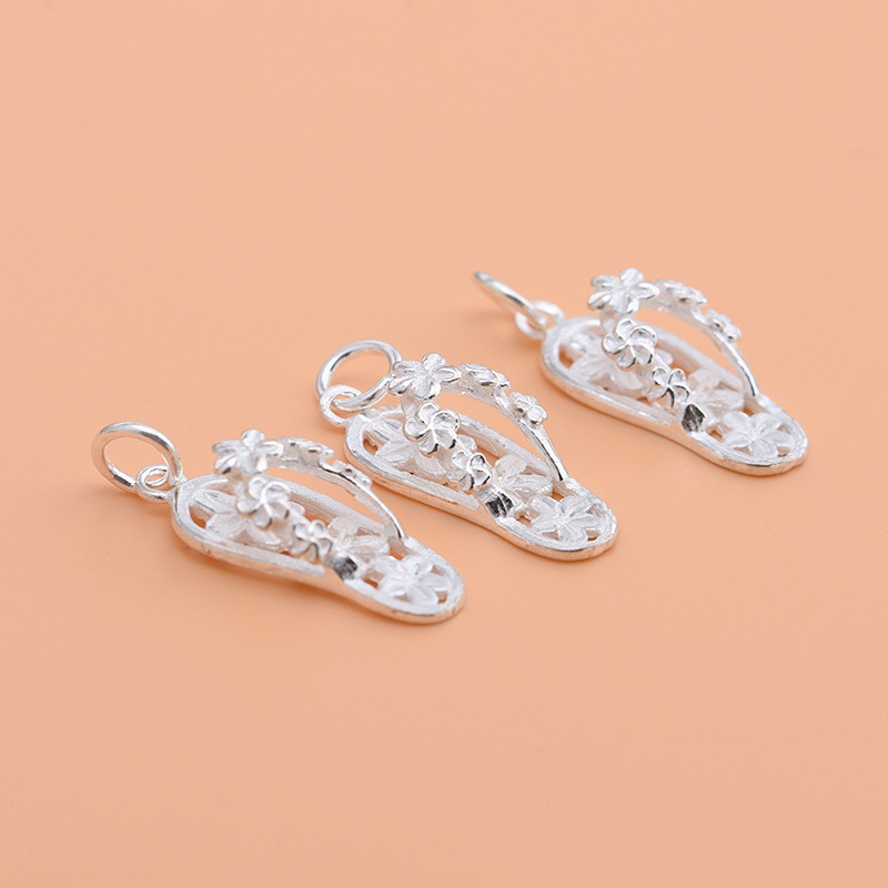 Charm móc treo chiếc dép có hoa văn - Charm Bạc 925 - Mã CB360-1