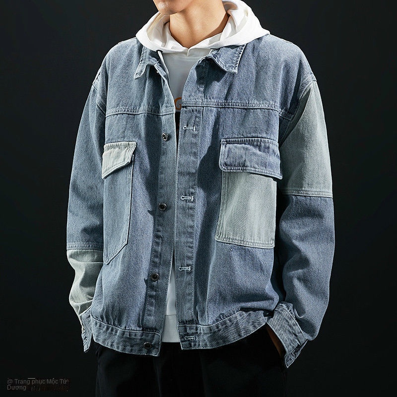 Áo khoác denim dáng rộng màu sắc trẻ trung phong cách xuân thu 2021 cho nam
