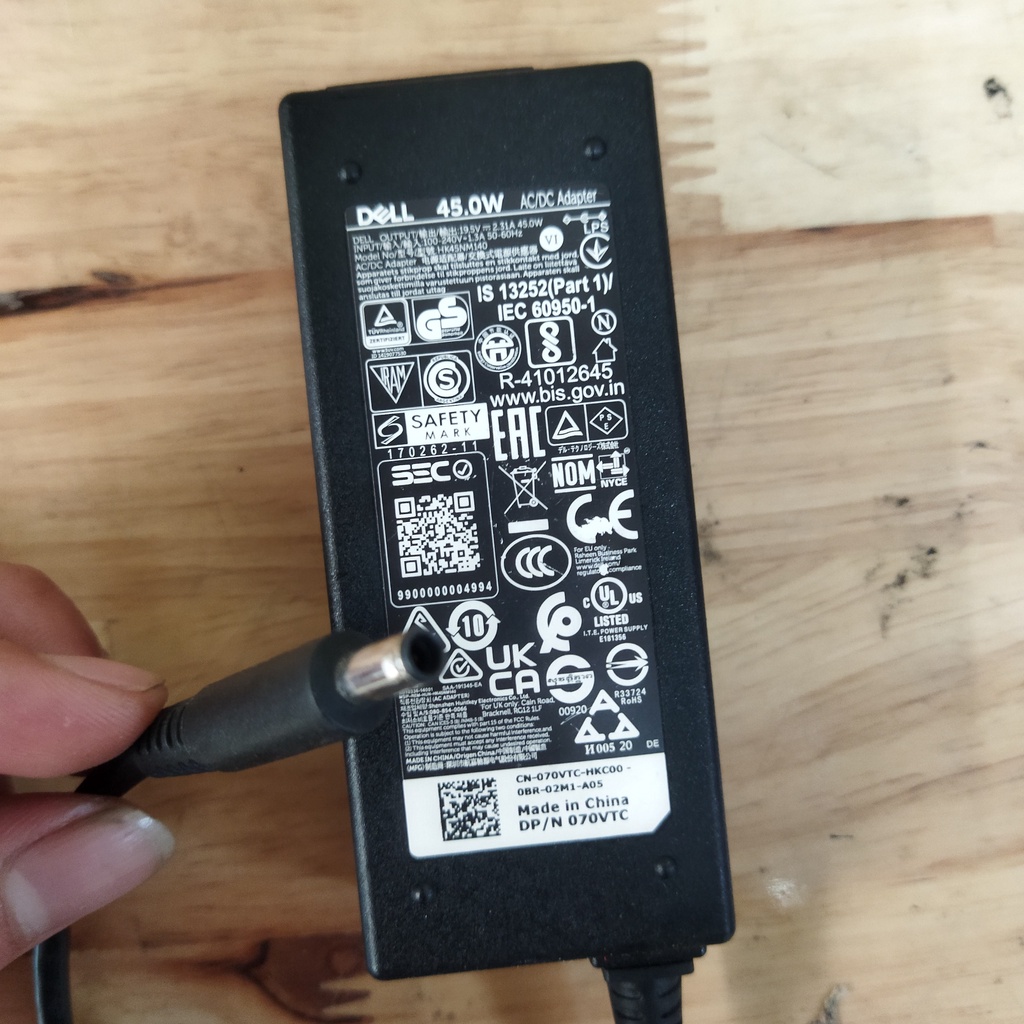 Bộ sạc Laptop DELL đầu kim nhỏ 19.5V-2.31A  hàng zin