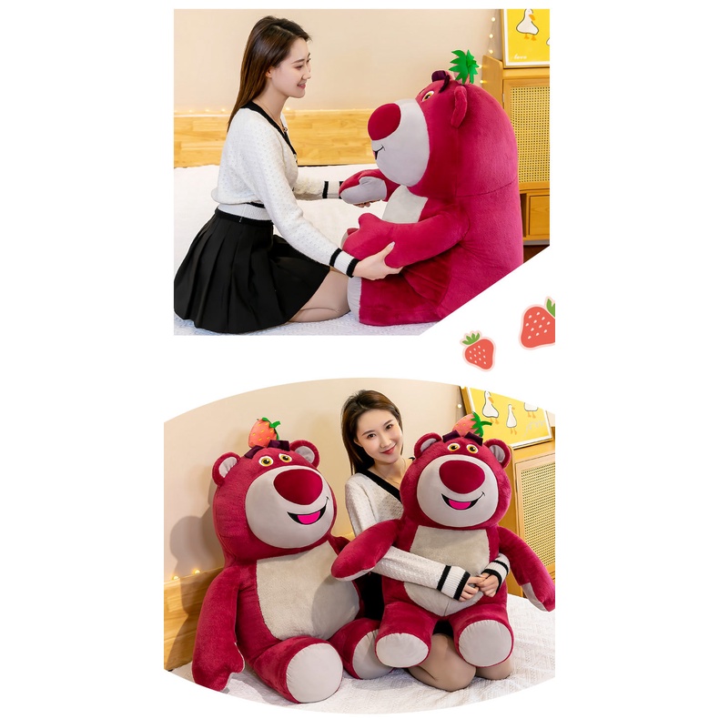 Gấu Nhồi Bông Hình Chú Gấu Dâu Tây Dễ Thương Kích Thước 26cm/40cm/60cm Dùng Làm Quà Tặng Sinh Nhật