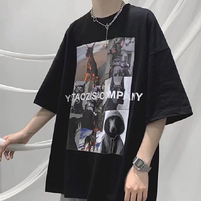 Áo Thun Tay Ngắn Dáng Rộng In Chữ Phong Cách Hip Hop Thời Trang Cho Nam Size M-5XL