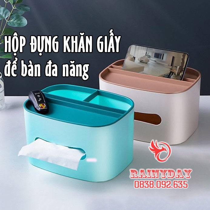 Hộp đựng để khăn giấy ăn rút đa năng có khay đựng đồ để bàn bằng nhựa đẹp cao cấp