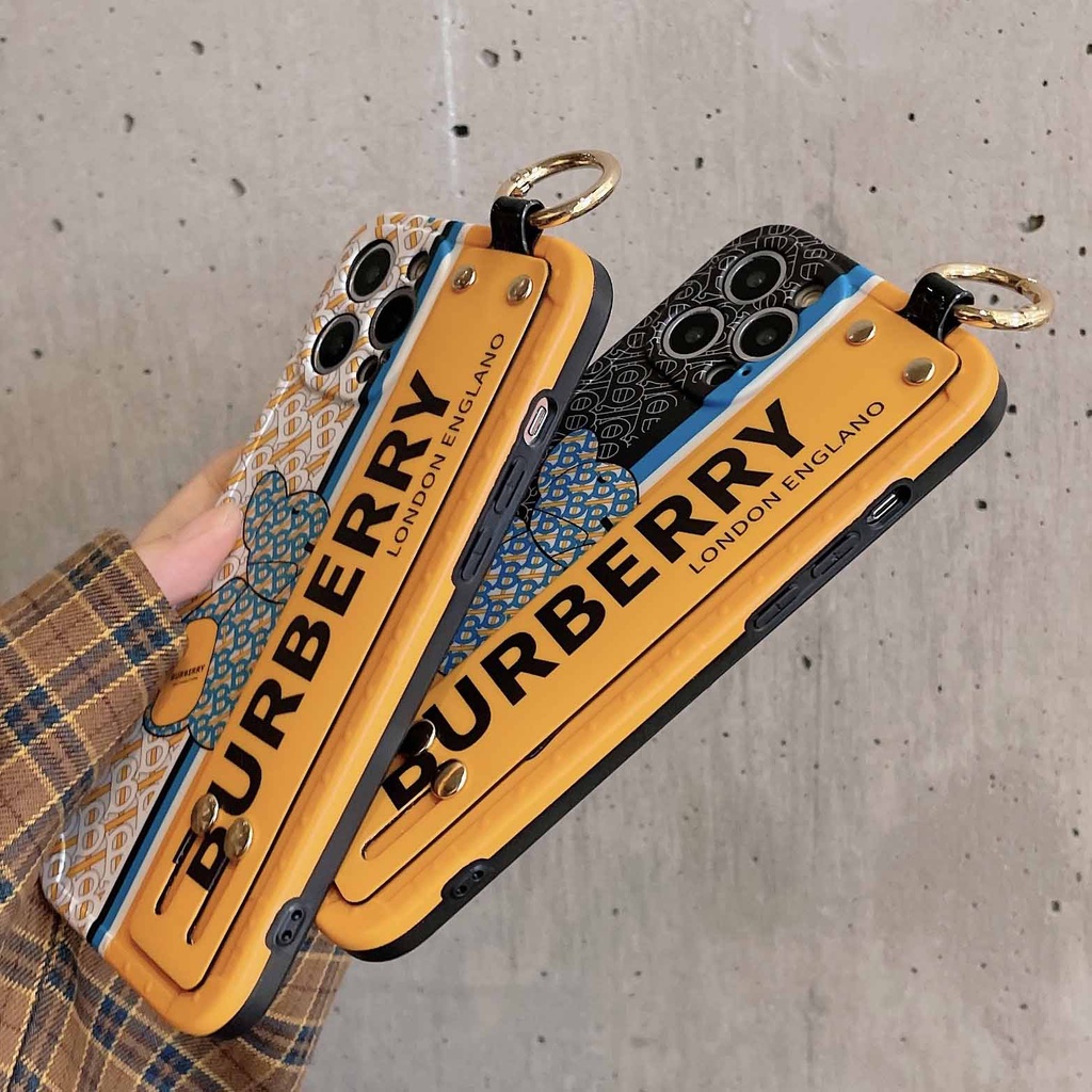 Ốp Điện Thoại In Hình Gấu Dễ Thương Có Dây Đeo Cổ Tay Chống Rơi Cho iPhone 14 13pro max 12pro 11promax 11