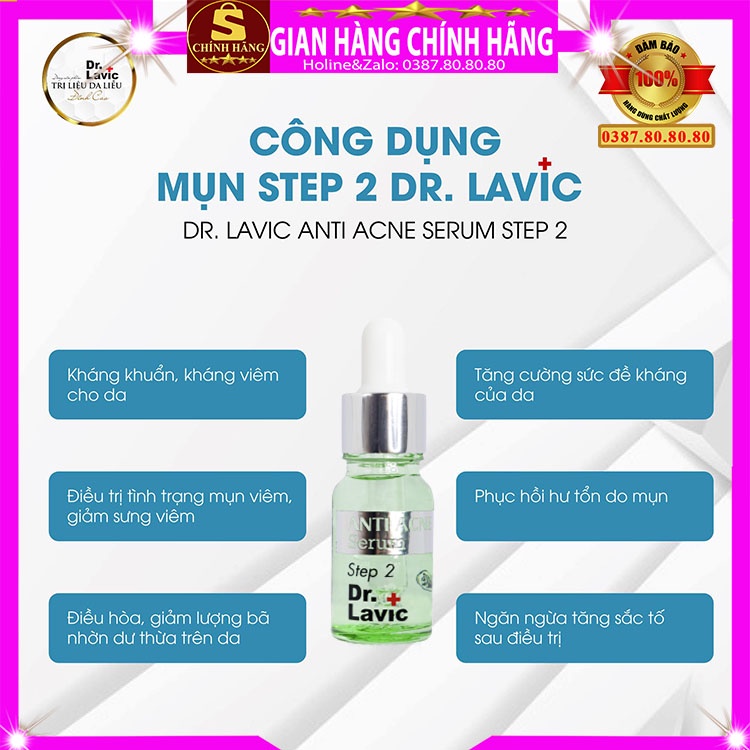 Tinh chất serum xóa mụn thâm dưỡng trắng da loại tốt step 2 Dr.lavic mụn ẩn viêm cám đầu đen cho da dầu mụn nhạy cảm khô