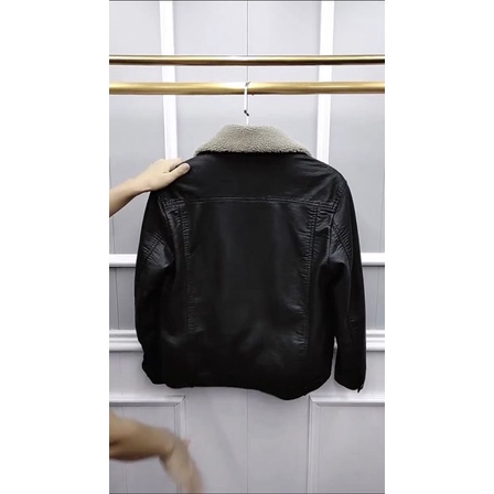 Áo Khoác da nam Cổ Lông lót lông mẫu mới nhất năm nay
