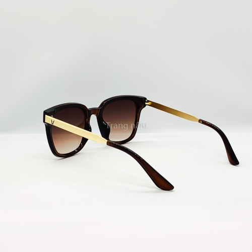 Kính mát nam nữ Trangnâu chống UV400, thiết kế mắt vuông dễ đeo, màu sắc thời trang 6035 nâu đậm