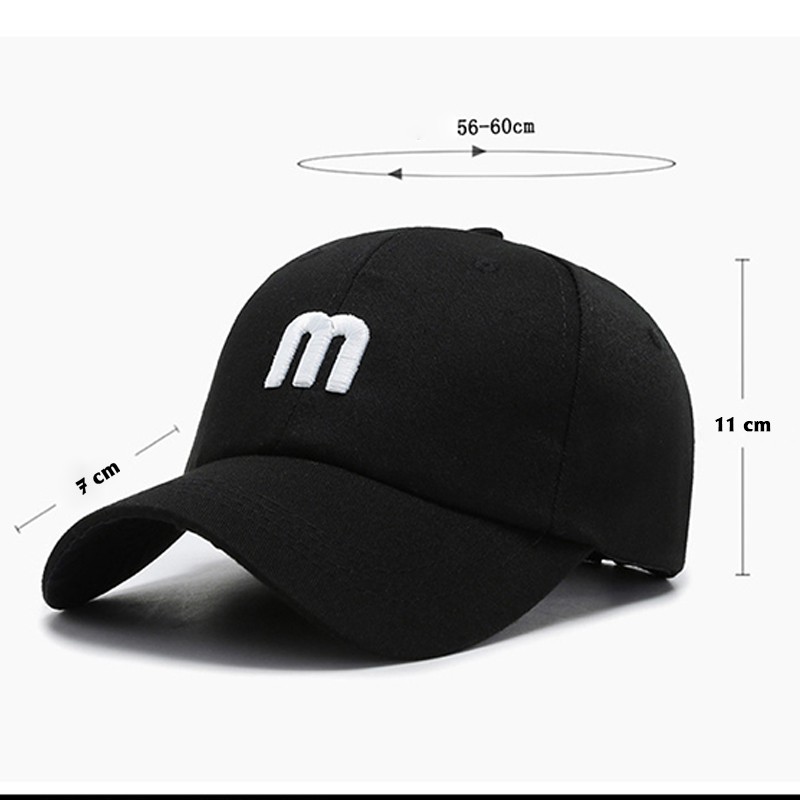 Mũ Lưỡi Trai - Nón Kết - Mũ Bóng chày Thời Trang Hàn Quốc thêu M dễ thương - MLT.02