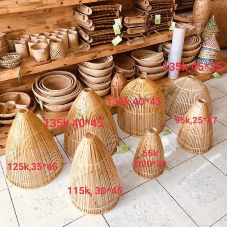 Tre VN Chụp đèn mây tre đèn tre đèn lồng tre đèn thả mây tre mã 034  - Xưởng sản xuất