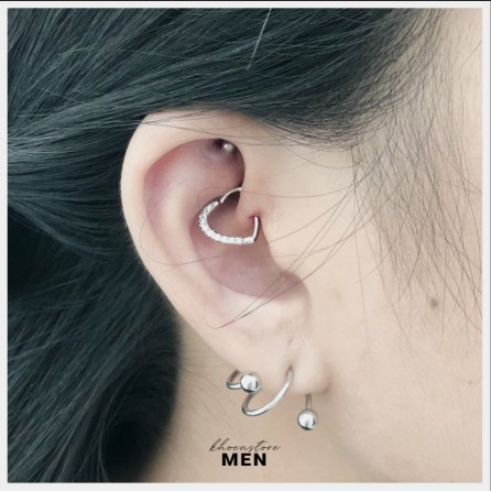 Khuyên Tim đính đá zircon vị trí daith