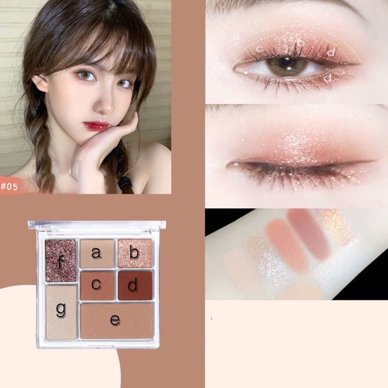 Bảng Phấn Mắt 7 Màu Sắc Hiệu Ứng Lì/ Ánh Nhũ Lên Màu Cực Chuẩn