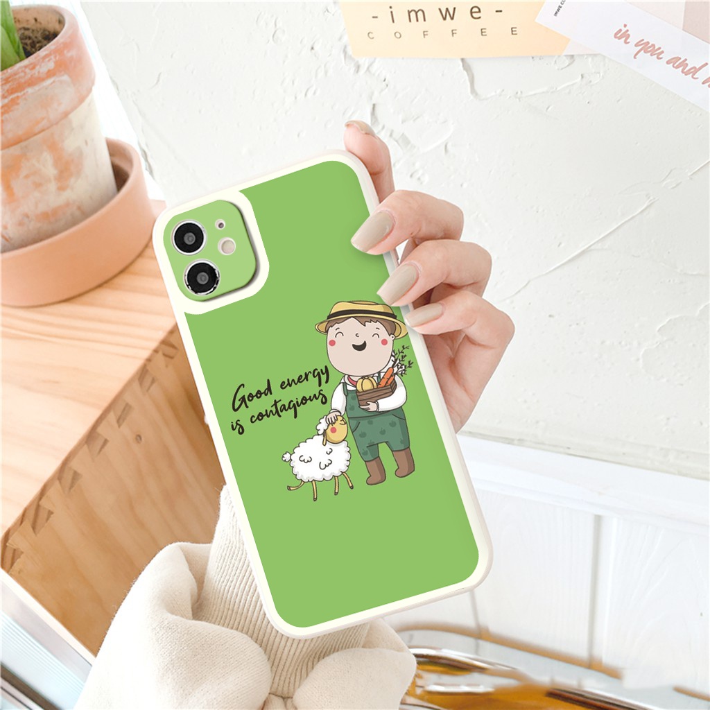 Ốp iphone - Ốp lưng iphone cạnh vuông Cặp đôi đội mũ dành cho ip 6 đến 14promax - ng237