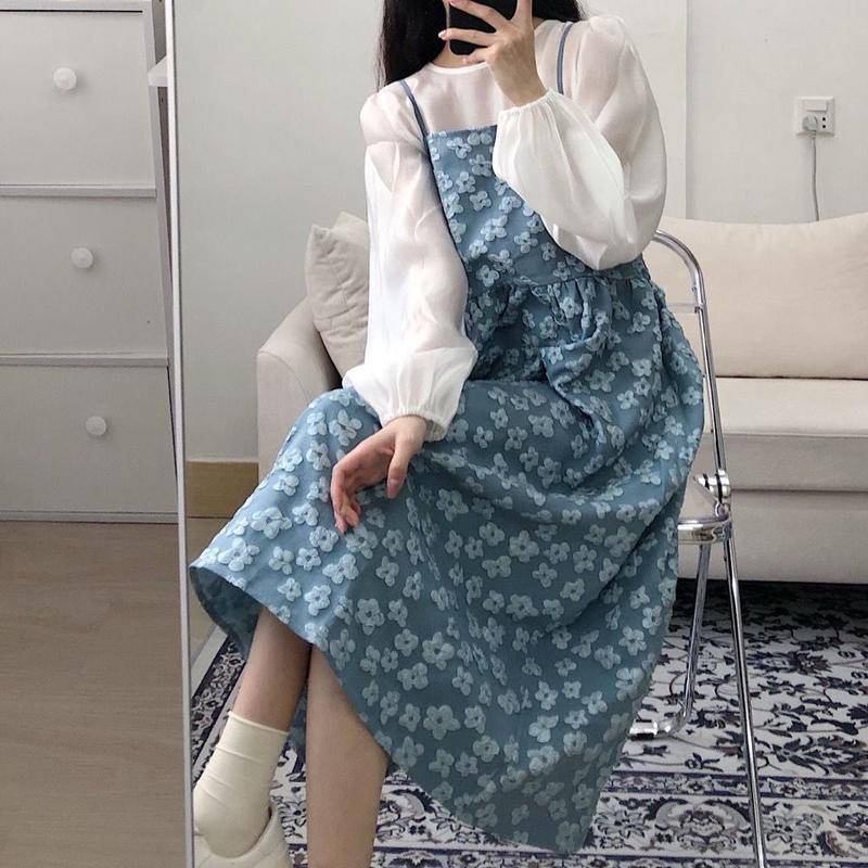 Đầm hoa dài tay thời trang mùa thu xinh xắn dành cho nữ