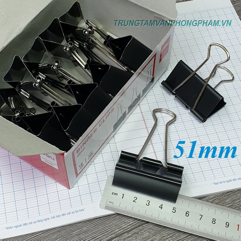 Kẹp bướm đen 51mm kẹp giấy Binder Clips - Double Clip - Hộp 12 cái