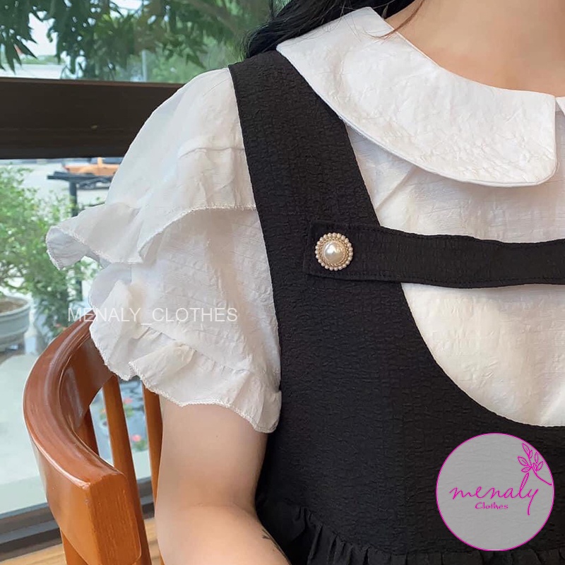 Váy babydoll dáng ngắn xòe tay bồng VH050,mẫu set váy tiểu thư điệu đà có thể mặc tách rời