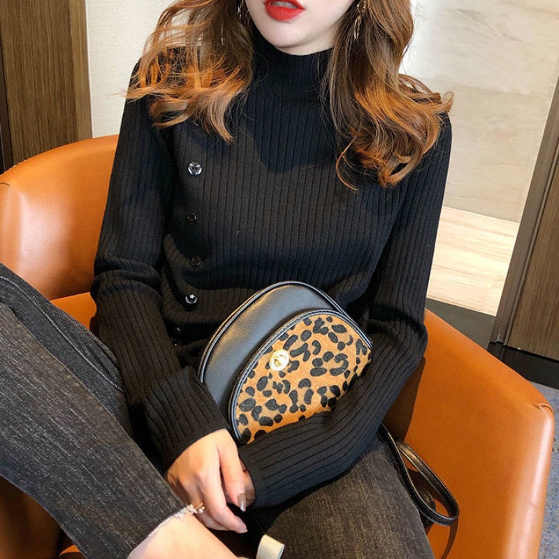 Áo Len Nữ cổ cao lọ đẹp form rộng Hàn Quốc 3 phân Dệt Kim Dài Tay Ulzzang Dày Dặn Xiaozhainv vn Quảng Châu M35 F-10