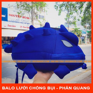 Balo Rồng phản quang màu xanh dương đựng nón bảo hiểm bằng lưới chống bụi cao cấp - Balo khủng long đựng fullface nhiều