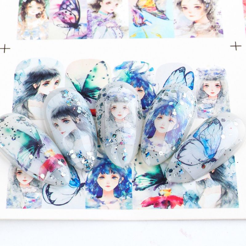 Sticker cổ trang, dán móng tay hình cô gái  Quà tặng cổ phong Sticker nails 3d  Nails