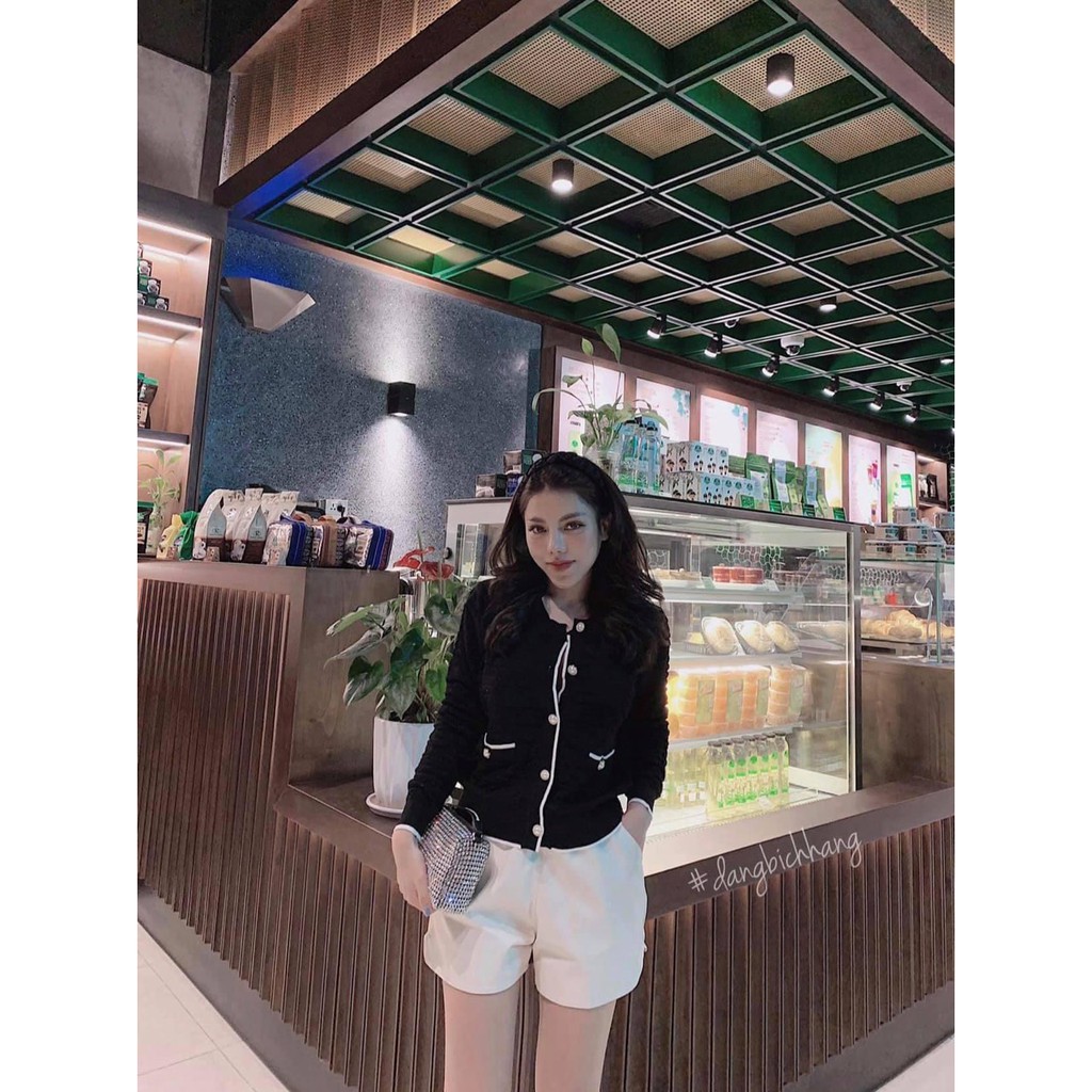 Áo Len cúc ngọc 2 màu đen trắng form dưới 55kg
