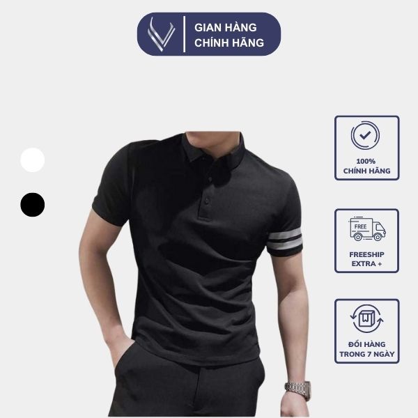 Áo Thun Veratino Có Cổ Polo Nam Cộc Tay Phối Viền Chất Vải Cotton Lụa Cao Cấp Lên Phong Chuẩn Tôn Dáng