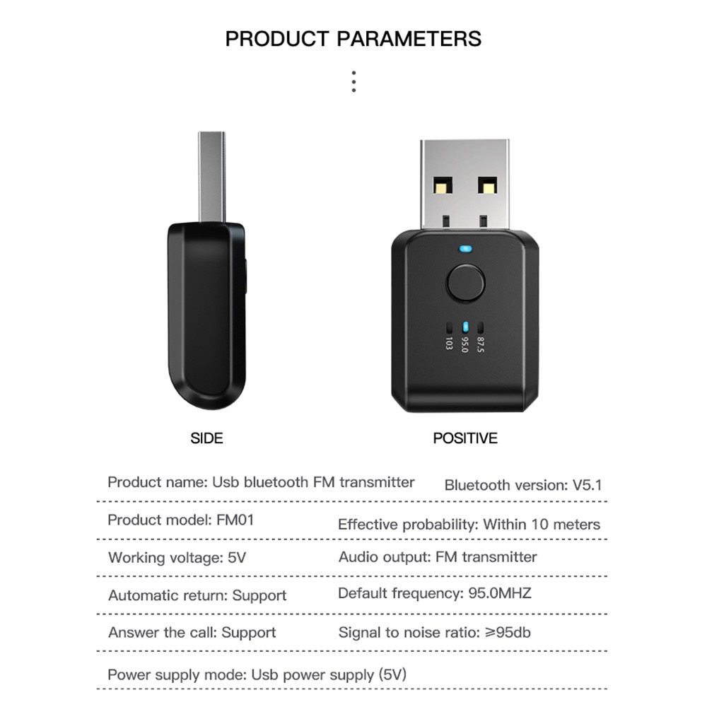 Bộ Thu Tín Hiệu Bluetooth 5.1 FM01 Cho Xe Hơi