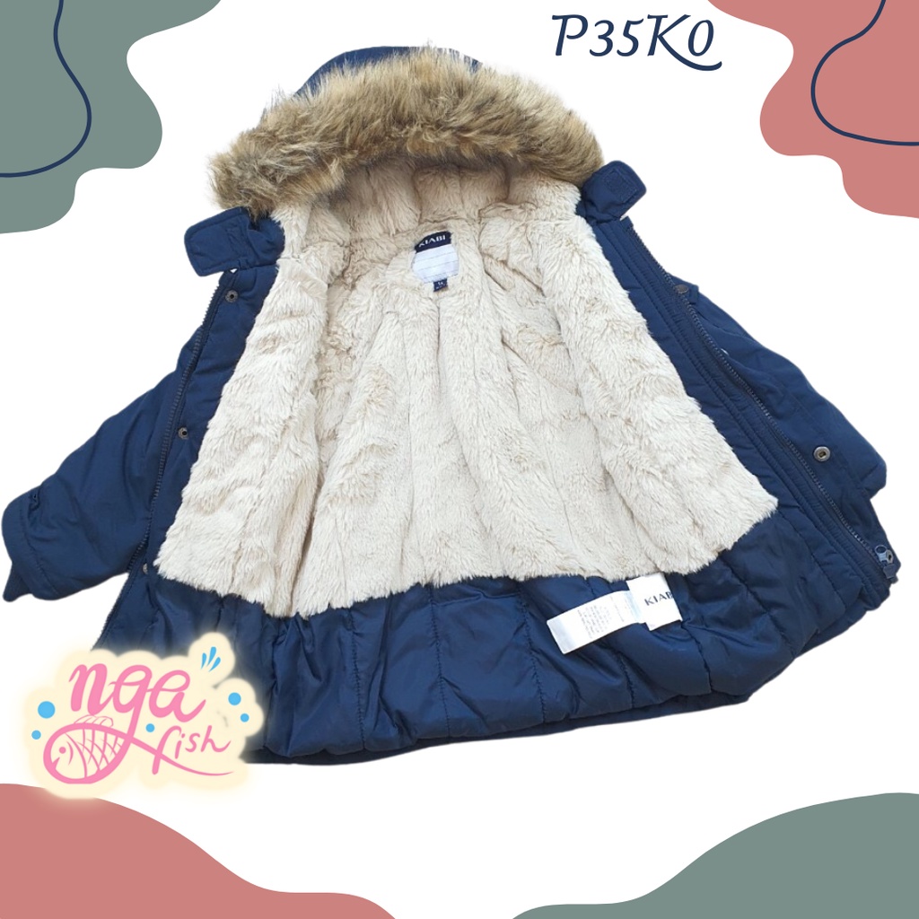 Áo parka lót lông Kiabi ấm cho bé trai, bé gái (form nhỏ) - Nga Fish - P35K0