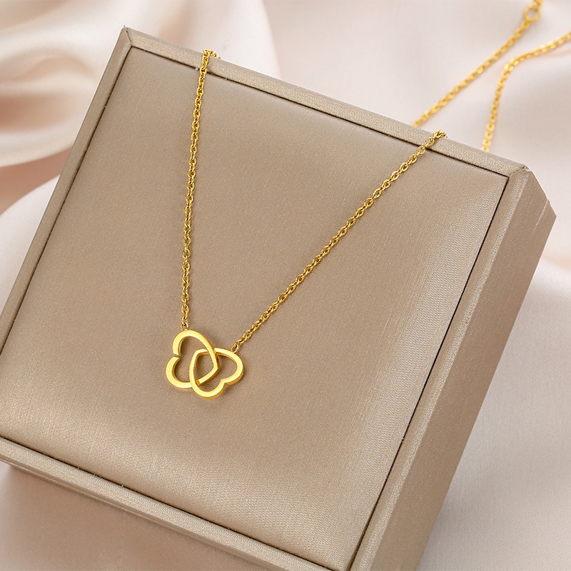 Dây Chuyền Thép Titan Mặt Trái Tim Dễ Thương Đơn Giản Phong Cách Hàn Quốc