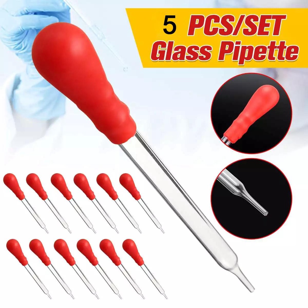 Ống Nhỏ Giọt Bằng Thủy Tinh Trong Suốt 9cm / 10cm / 12cm / 15cm / 20cm Không Khung Đầu Cao Su Tiện Dụng Cho Giảng Dạy
