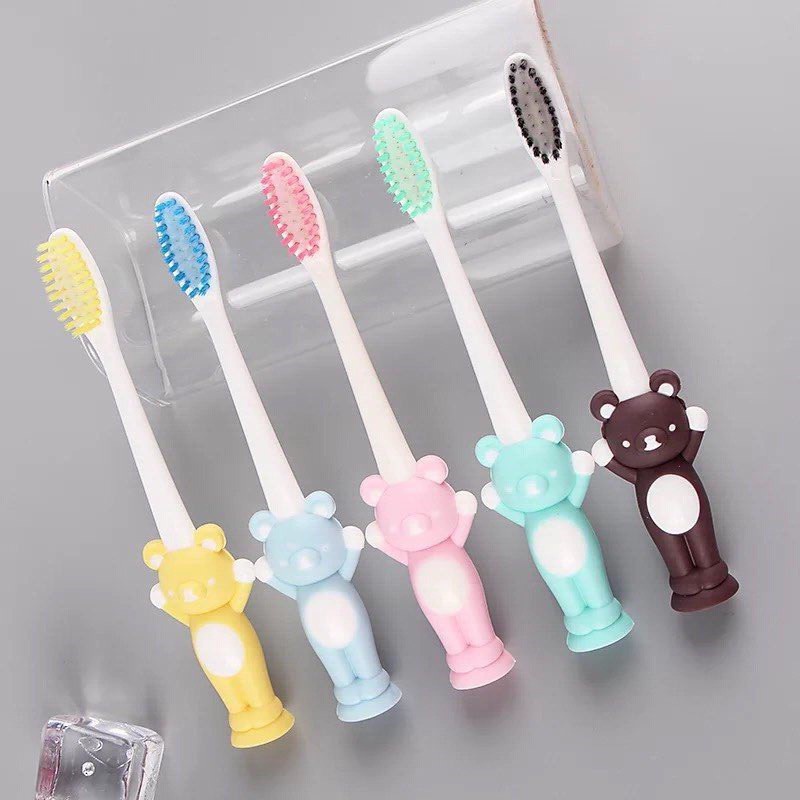 Combo sét 4 bàn chải đánh răng trẻ em, hình con gấu dễ thương, hàng xuất Nhật xịn sò