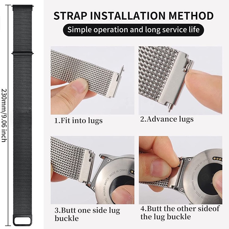 Dây đeo đồng hồ 20mm 22mm cho samsung galaxy watch 6/5/4/3 classic / active 2/3 / gear s3 frontier smart watch strap magnetic bracelet band for gt2 gt3 pro amazfit gts 2 mini / bip u