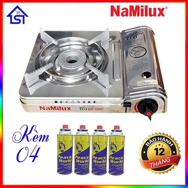 {Mẫu Mới} Bếp Gas du lịch Inox NaMilux Eco NA-199AS, khóa gas tự động