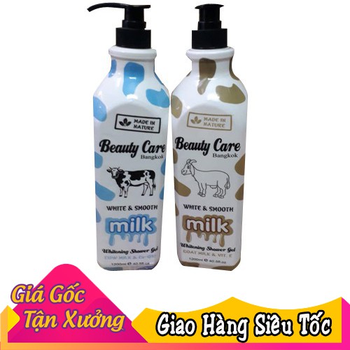Sữa Tắm Beauty Care Bangkok White &amp; Smooth Milk 1200ml