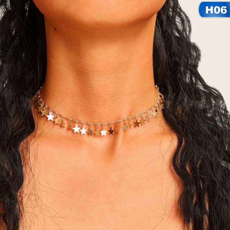 ❤Skute Shinning Choker Multi Layer Beads Necklaces Stars Pendant Tassel Zircons Jewellery Party Necklace for Women
