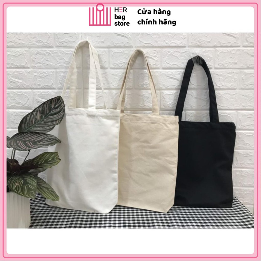 [Vải Cao Cấp] Túi vải tote túi vải canvas nữ unisex trơn màu xách tay, đeo vai đi học đi chơi tiện dụng