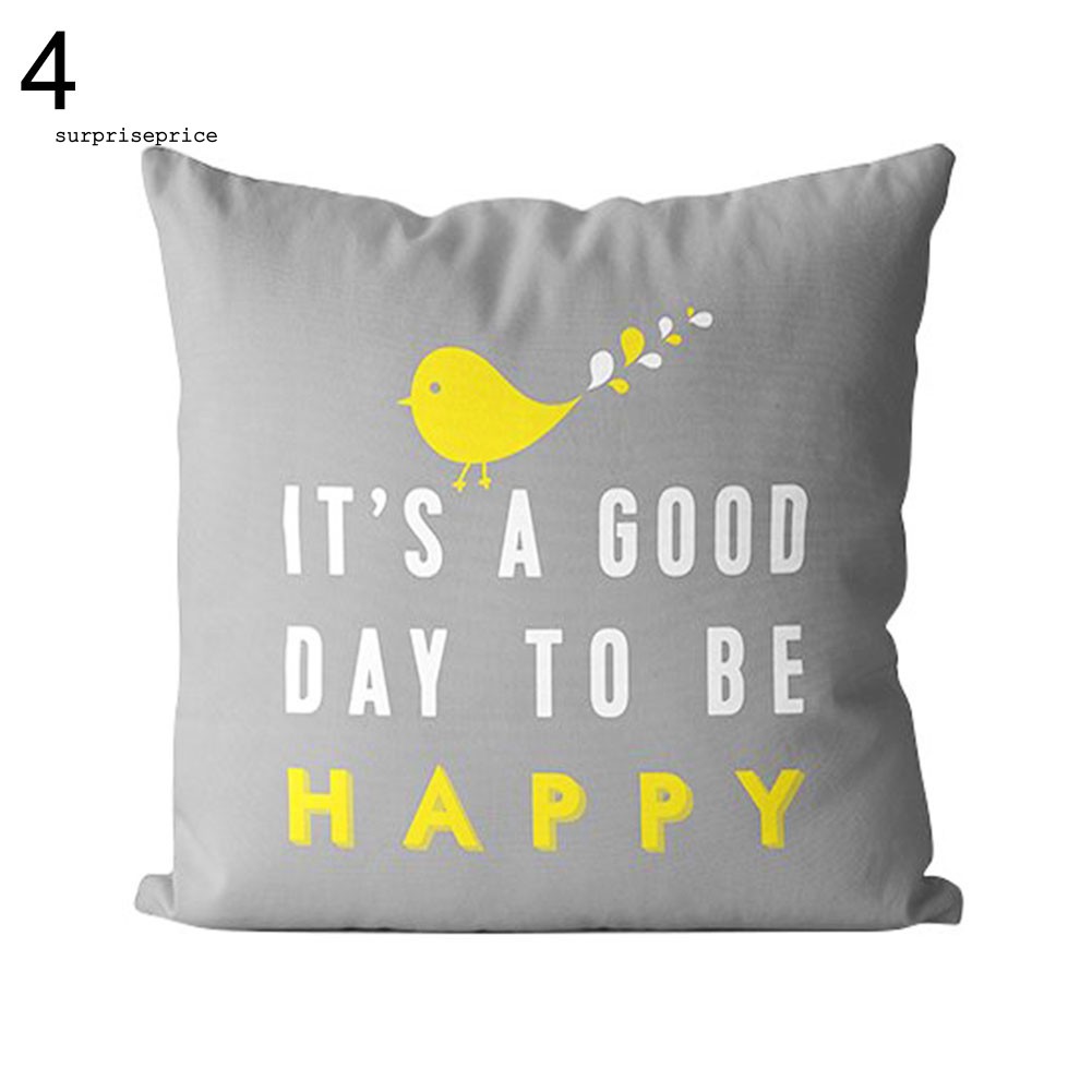 Áo gối in họa tiết hoa hướng dương / chữ Happy / Sunshine đẹp mắt dùng trang trí nhà / văn phòng / khách sạn