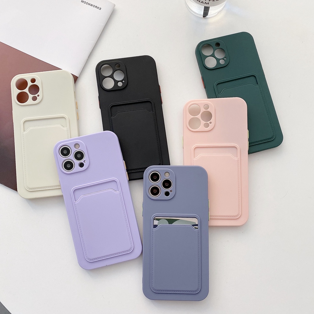 Ốp Điện Thoại Silicone Mềm Chống Sốc Kèm Ngăn Đựng Thẻ Cho iPhone 14 13 pro max 14 plus
