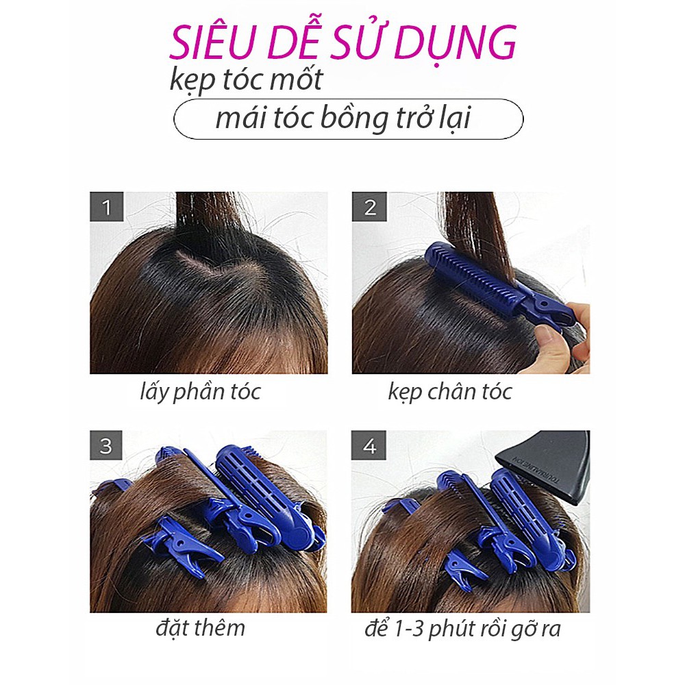Kẹp phồng chân tóc KT6 lô cuốn tự dính tóc tạo độ bồng cho tóc Hàn Quốc lô cuốn tóc mái bay 10.5cm nhựa 5 màu