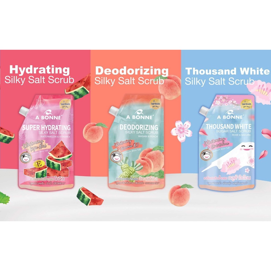 Muối Tắm Tẩy Tế Bào Chết Abonne SuperHydrating - Deodorizing - ThousandWhite 350g Đủ Mùi [Muối Bò - Sữa Chua - Trái Cây]