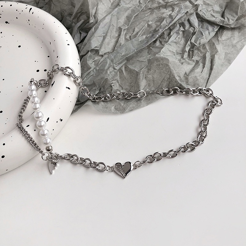 Vòng cổ Chuỗi Ngọc Trai Kim Loại Phong Cách Hiphop