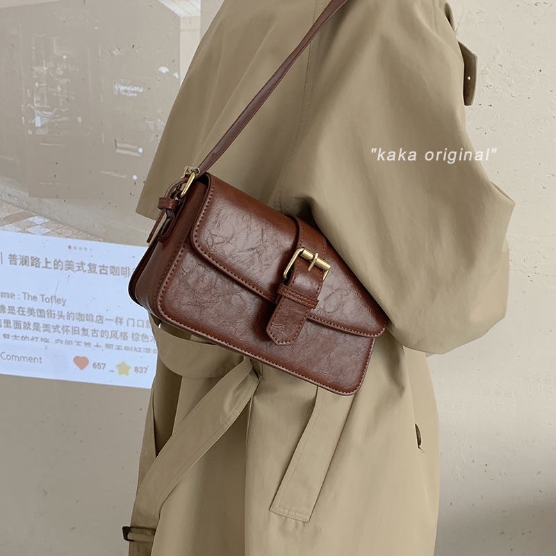Túi đeo thời trang nữ dáng vuông da trơn cá tính phong cách vintage túi xách thời trang nữ chất lượng cao